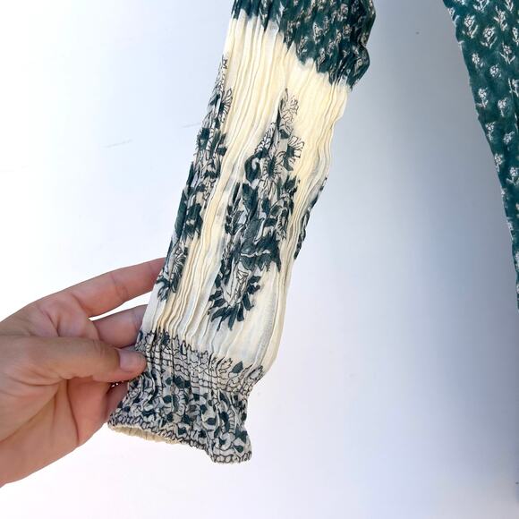 Daughters Of India Rooh Mini Dress Pine Long Sleeve Turquoise Medium Cotton - Picture 9 of 11